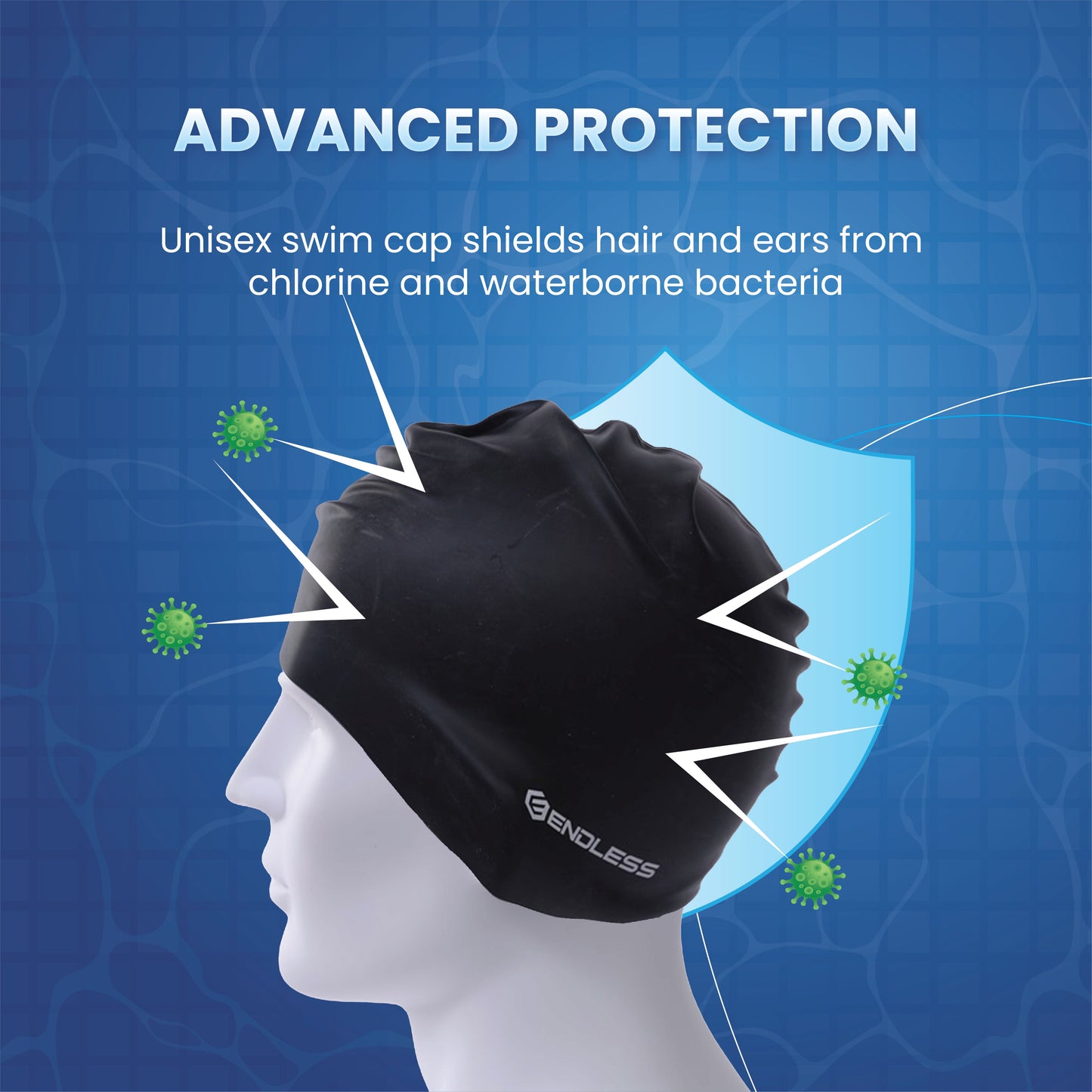 Endless EL1019 Classic Comfort Silicone Swimming Cap, Fully Elastic, Waterproof | Fully Elastic Swim Cap for Long and Short Hair with Thick Brim | Adults, Women and Men | Size: Free Size | Material: Silicone