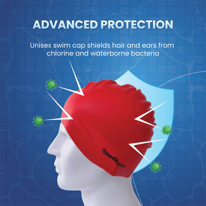Endless EL1019 Classic Comfort Silicone Swimming Cap, Fully Elastic, Waterproof | Fully Elastic Swim Cap for Long and Short Hair with Thick Brim | Adults, Women and Men | Size: Free Size | Material: Silicone