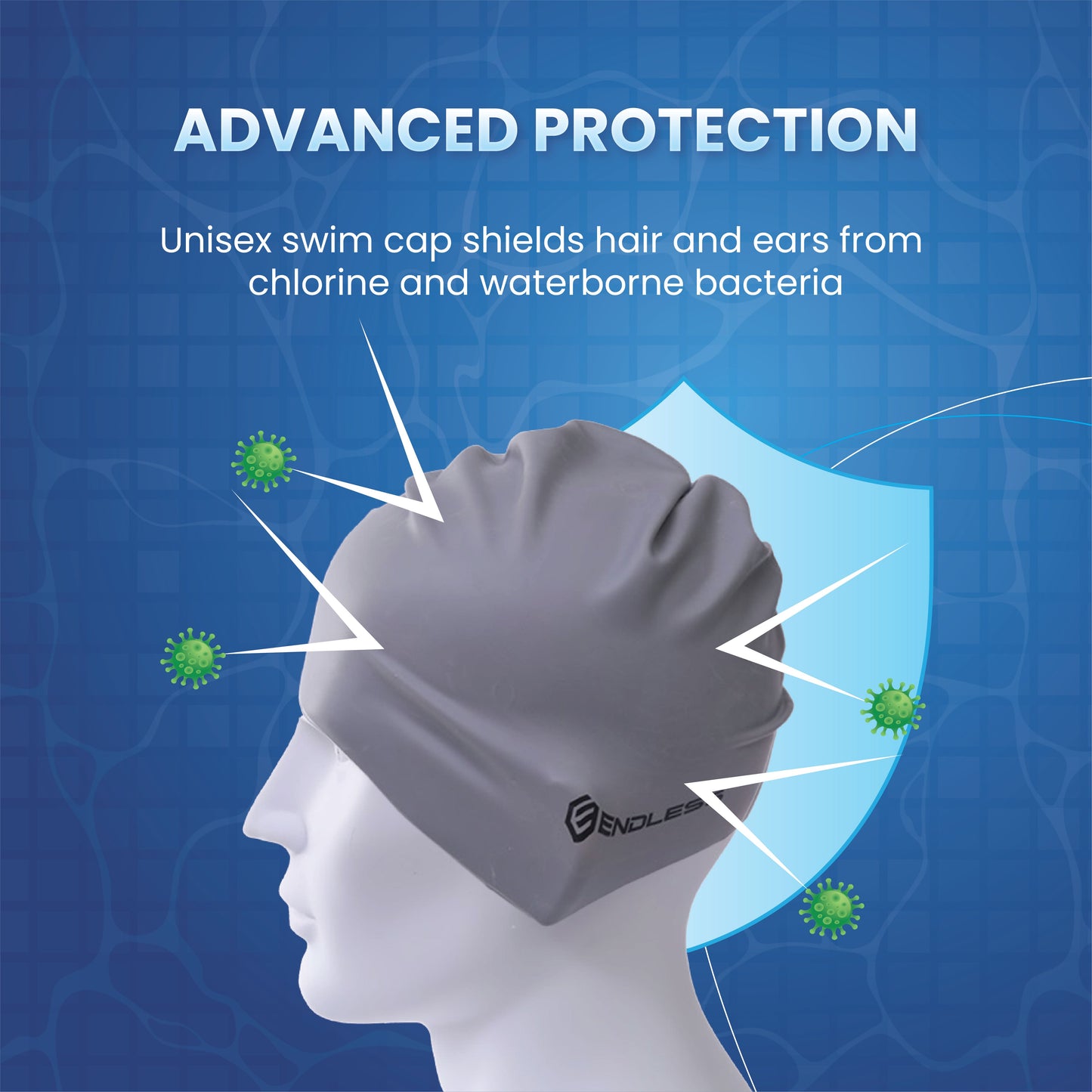 Endless EL1019 Classic Comfort Silicone Swimming Cap, Fully Elastic, Waterproof | Fully Elastic Swim Cap for Long and Short Hair with Thick Brim | Adults, Women and Men | Size: Free Size | Material: Silicone