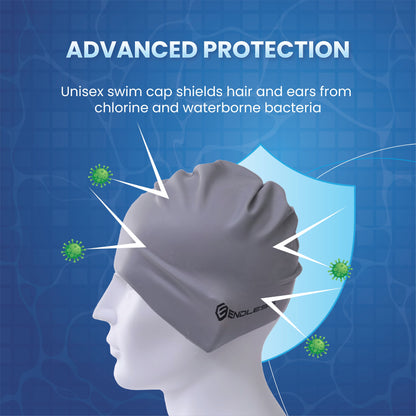 Endless EL1019 Classic Comfort Silicone Swimming Cap, Fully Elastic, Waterproof | Fully Elastic Swim Cap for Long and Short Hair with Thick Brim | Adults, Women and Men | Size: Free Size | Material: Silicone