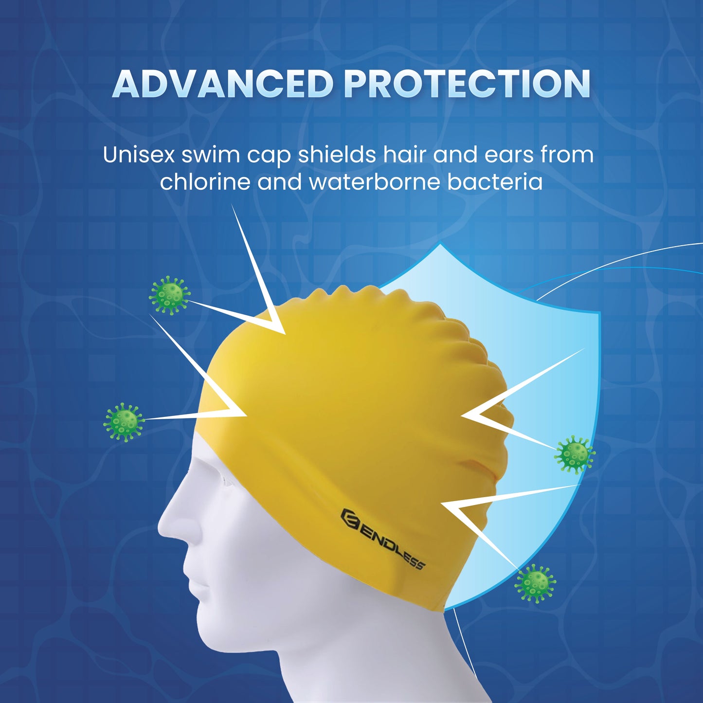 Endless EL1019 Classic Comfort Silicone Swimming Cap, Fully Elastic, Waterproof | Fully Elastic Swim Cap for Long and Short Hair with Thick Brim | Adults, Women and Men | Size: Free Size | Material: Silicone