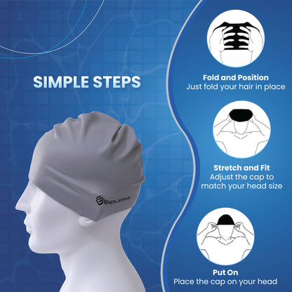 Endless EL1019 Classic Comfort Silicone Swimming Cap, Fully Elastic, Waterproof | Fully Elastic Swim Cap for Long and Short Hair with Thick Brim | Adults, Women and Men | Size: Free Size | Material: Silicone