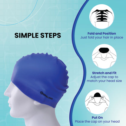 Endless EL1019 Classic Comfort Silicone Swimming Cap, Fully Elastic, Waterproof | Fully Elastic Swim Cap for Long and Short Hair with Thick Brim | Adults, Women and Men | Size: Free Size | Material: Silicone