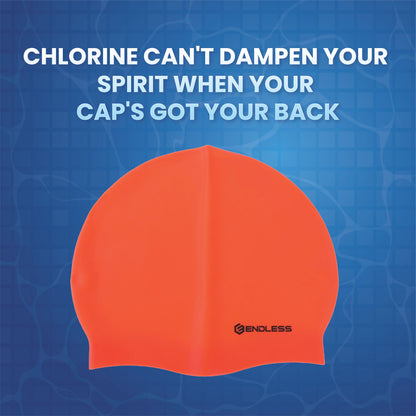 Endless EL1019 Classic Comfort Silicone Swimming Cap, Fully Elastic, Waterproof | Fully Elastic Swim Cap for Long and Short Hair with Thick Brim | Adults, Women and Men | Size: Free Size | Material: Silicone