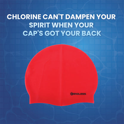 Endless EL1019 Classic Comfort Silicone Swimming Cap, Fully Elastic, Waterproof | Fully Elastic Swim Cap for Long and Short Hair with Thick Brim | Adults, Women and Men | Size: Free Size | Material: Silicone