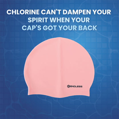 Endless EL1019 Classic Comfort Silicone Swimming Cap, Fully Elastic, Waterproof | Fully Elastic Swim Cap for Long and Short Hair with Thick Brim | Adults, Women and Men | Size: Free Size | Material: Silicone