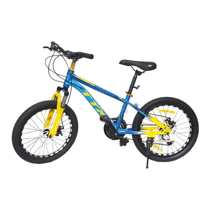 Endless 20 Inch Alloy Steel Kids cycle with 21 Speed Transmission | Blue and Yellow | Ages 6-9 | Kids cycle with Disc Brakes, Adjustable Seat and All Terrain Tires