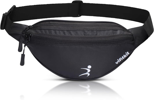 حقيبة خصر Vifitkit للرجال، حقيبة خصر للنساء، حقيبة خصر للرجال، حقيبة خصر للنساء، حقيبة صدر للنساء، حقيبة خصر للرجال، حقيبة خصر للأولاد، حقائب خصر للبنات، حقيبة خصر - أسود