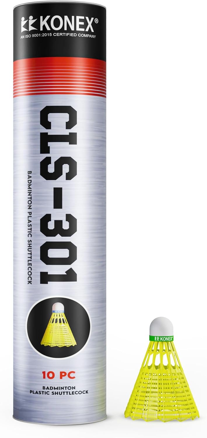 كرة الريشة Konex Nylon Badminton Shuttlecock | متينة للاستخدام الداخلي والخارجي | طيران مستقر، استعادة سريعة، أداء طويل الأمد | أصفر
