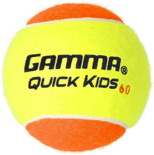 كرات تنس GAMMA Quick Kids 60 للتدريب للأطفال والمبتدئين، قلب منخفض الضغط يقلل السرعة والارتداد، رائعة لممارسة التنس، معتمدة من USTA و ITF للاستخدام في البطولات للأطفال دون سن 10 سنوات