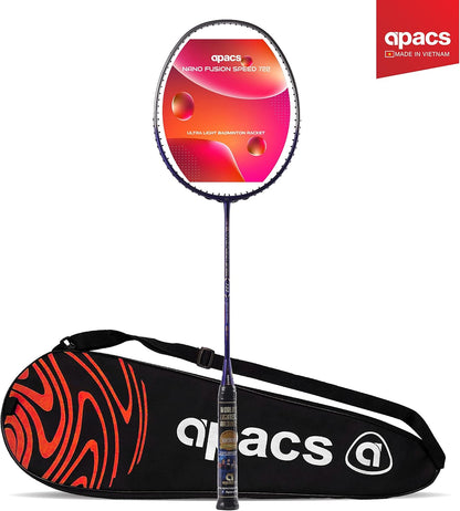 مضرب كرة الريشة Apacs Nano Fusion Speed 722 (76 جرام، 30 رطل) خفيف الوزن للغاية بدون أوتار مع غطاء كامل (أرجواني)