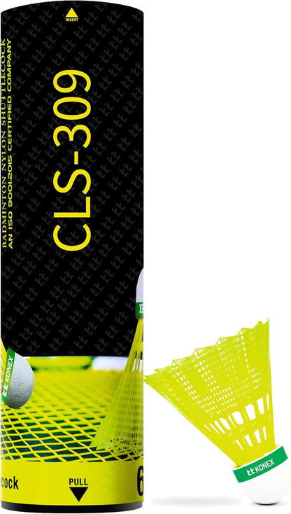 كرة الريشة Konex Nylon Badminton Shuttlecock | متينة للاستخدام الداخلي والخارجي طيران مستقر، استعادة سريعة، أداء طويل الأمد أصفر
