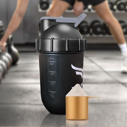 XTRIM XStorm Bullet Shaker 700 مل مع غطاء مانع للتسرب، زجاجة شاكر للصالة الرياضية للمكملات الغذائية، زجاجة شاكر لمخفوقات البروتين ومخفوقات بديلة للوجبات، خالية من مادة BPA (سوداء)