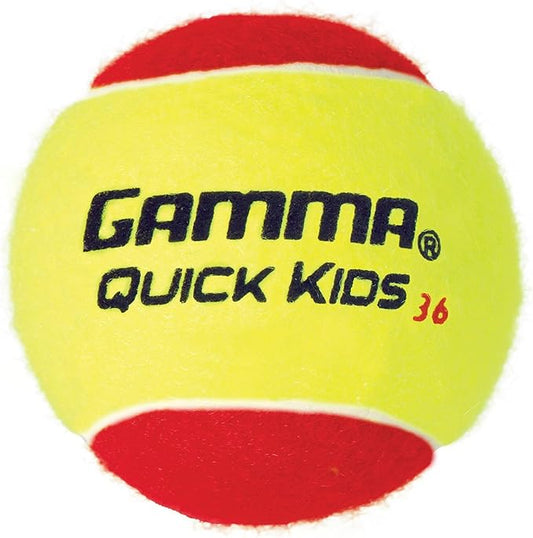 كرات تنس GAMMA Quick Kids 36 للتدريب للأطفال والمبتدئين، قلب منخفض الضغط يقلل السرعة والارتداد، رائعة لممارسة التنس، معتمدة من USTA و ITF للاستخدام في البطولات للأطفال دون سن 10 سنوات