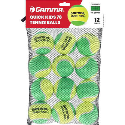كرات تنس GAMMA Quick Kids 78 للتدريب للأطفال والمبتدئين، قلب منخفض الضغط يقلل السرعة والارتداد، رائعة لممارسة التنس، معتمدة من USTA و ITF للاستخدام في البطولات للأطفال دون سن 10 سنوات