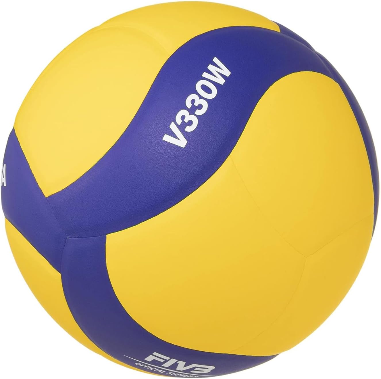 كرة طائرة ميكاسا  بريميوم مقاس 5 | تصميم من 18 قطعة، معتمدة من الاتحاد الدولي للكرة الطائرة، أداء مانع للانزلاق | للاستخدام الداخلي/الخارجي، أزرق/أصفر