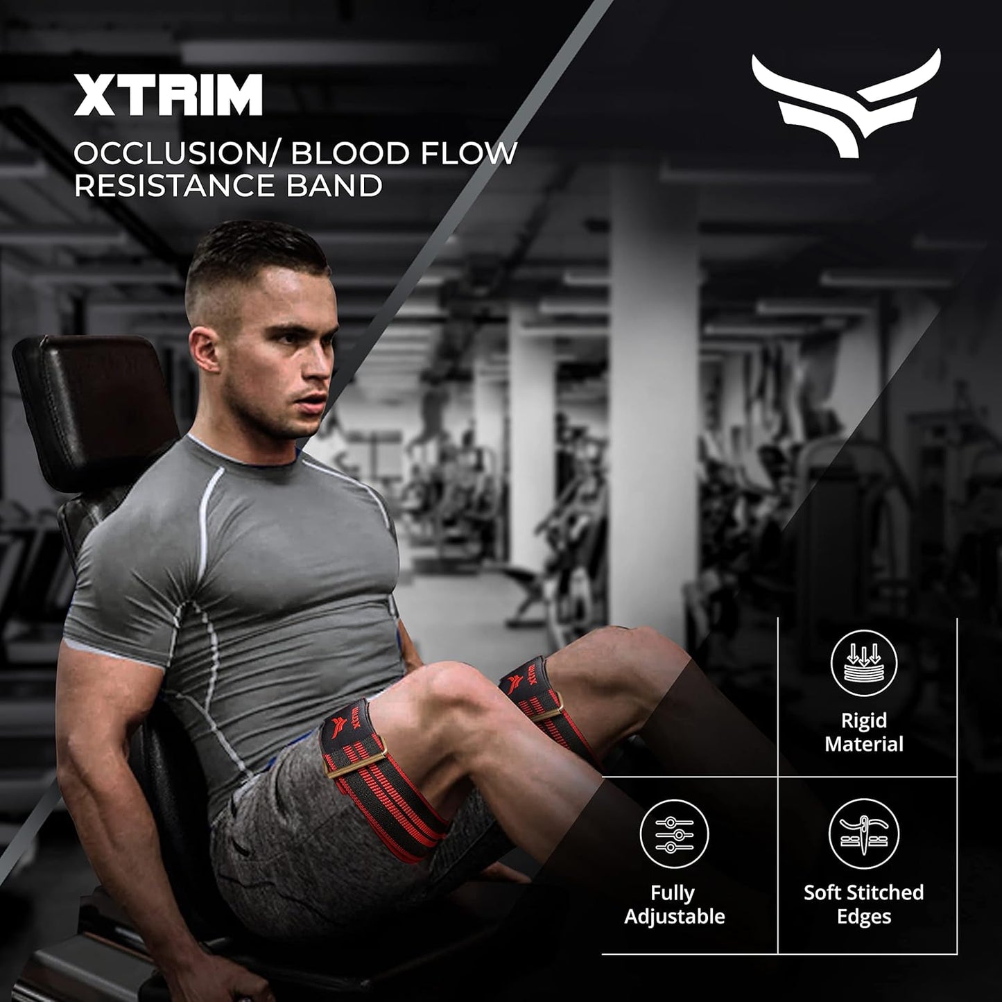 XTRIM - حزمة كومبو - 2 شريط تمرين BFR (تقييد تدفق الدم) للذراعين و 2 شريط BFR للساقين أو عضلات المؤخرة، تقوية العضلات دون رفع أوزان ثقيلة (مجموعة من 4، أحمر وأسود)