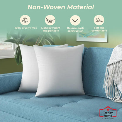 مجموعة من 2 وسائد زخرفية/وسائد داخلية فاخرة من Trendy Home لمكتب المنزل، باللون الأبيض... (16 × 16)