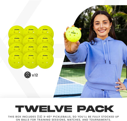 Franklin Sports Outdoor Pickleballs - X-40 Pickleball Balls - USA Pickleball (USAPA) Approved - Official US Open Ball 12 Bulk Packs of Pickleballs
