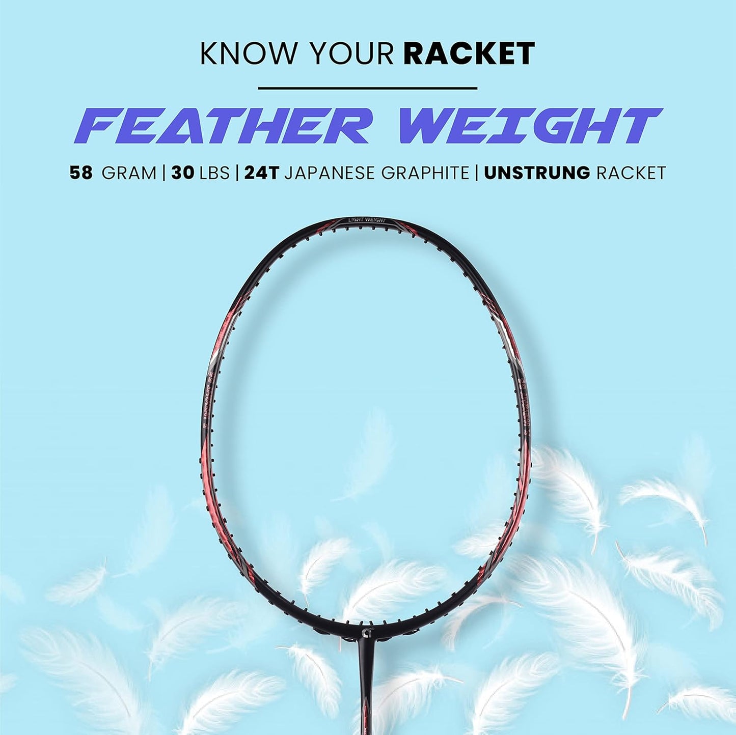 مضرب كرة الريشة Apacs Feather Weight 55 (خفيف الوزن للغاية) غير موتر (أسود برتقالي)