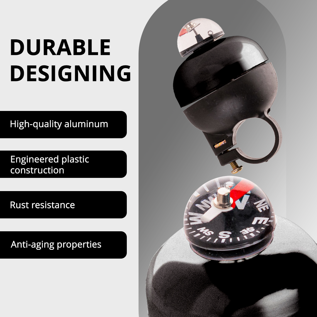 Endless EL1057 Classic جرس دراجة | جرس دراجة كلاسيكي | المادة: سبائك الألومنيوم | يمكن استخدام هذا الجرس الصاخب في مقود الدراجات على الطرق والجبل | يحتوي هذا الجرس على بوصلة لتحديد الاتجاه