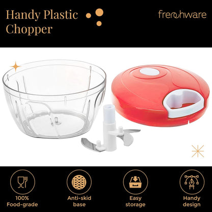 مفرمة خضروات متعددة الاستخدامات من Frenchware مزودة بثلاث شفرات، مصنوعة من مادة البولي بروبيلين، مفرمة يدوية وصغيرة الحجم لتقطيع الخضروات دون عناء (لون خوخي، سعة 400 مل)