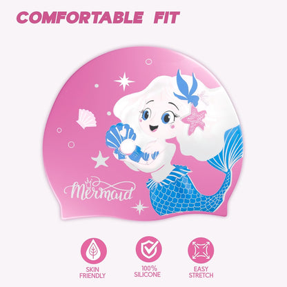 قبعة سباحة مقاومة للماء من Konex للرجال والنساء والفتيان والفتيات | سيليكون | مقاس واحد يناسب الجميع | لا تسحب الشعر | تمنع التلف الكيميائي