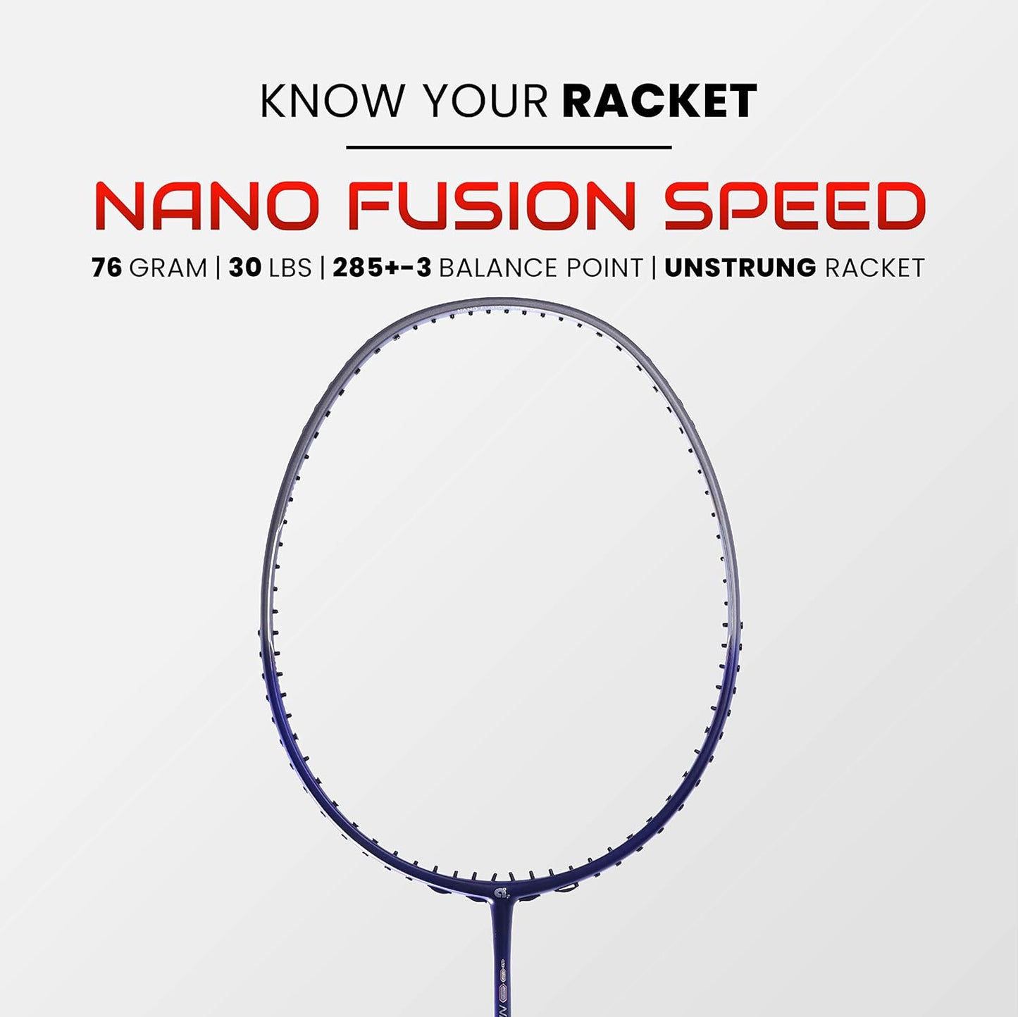 مضرب كرة الريشة Apacs Nano Fusion Speed 722 (76 جرام، 30 رطل) خفيف الوزن للغاية بدون أوتار مع غطاء كامل (أرجواني)