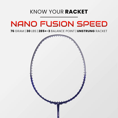 مضرب كرة الريشة Apacs Nano Fusion Speed 722 (76 جرام، 30 رطل) خفيف الوزن للغاية بدون أوتار مع غطاء كامل (أرجواني)
