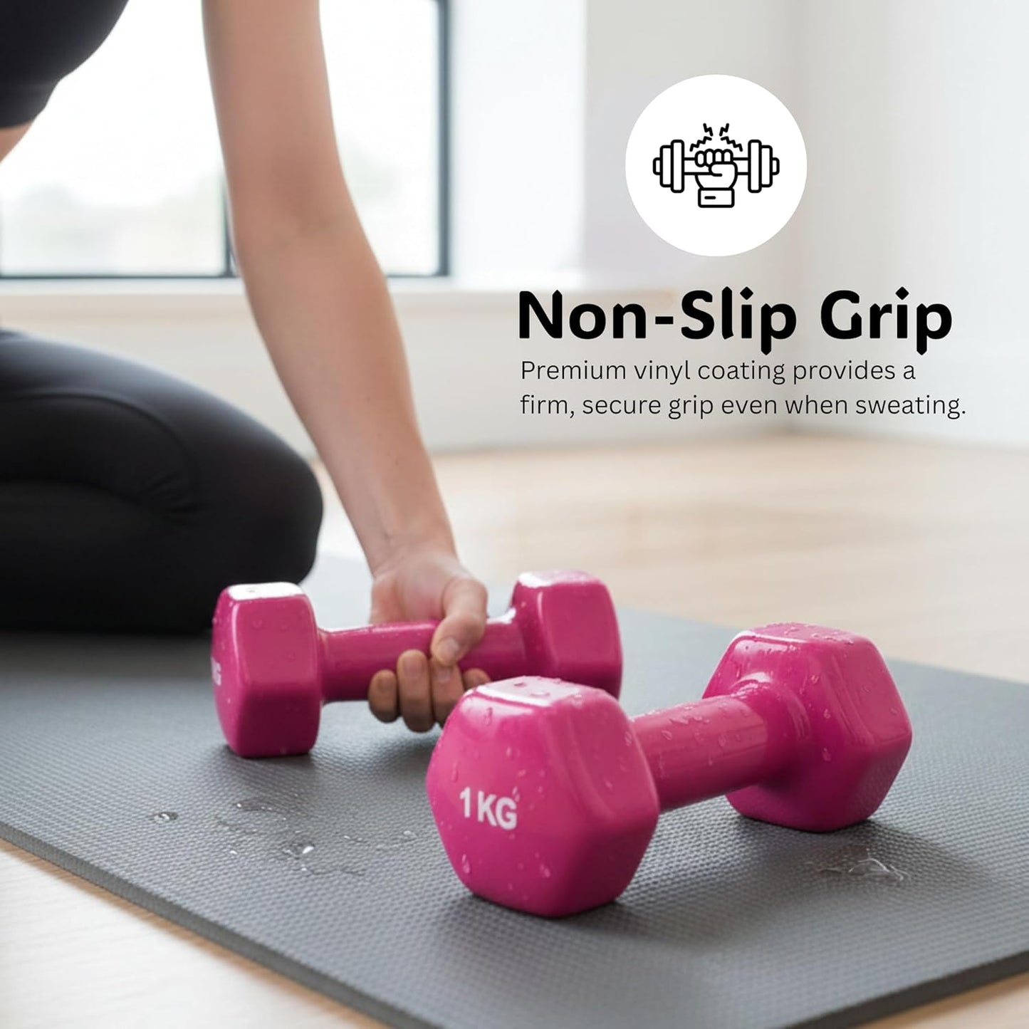Endless Pair of Vinyl-Coated Fixed Dumbbells | Vinyl-Coated Iron | Compact Weights for Home Gym, Workouts, Fitness, Men & Women
