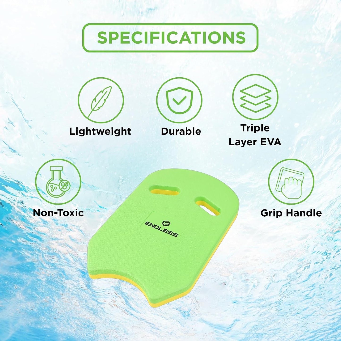 Endless Double-Sided EVA Swimming Kickboard with Ergonomic Design | EVA Material | Swimming Training Float Aid for Beginners | Suitable for Kids & Adults