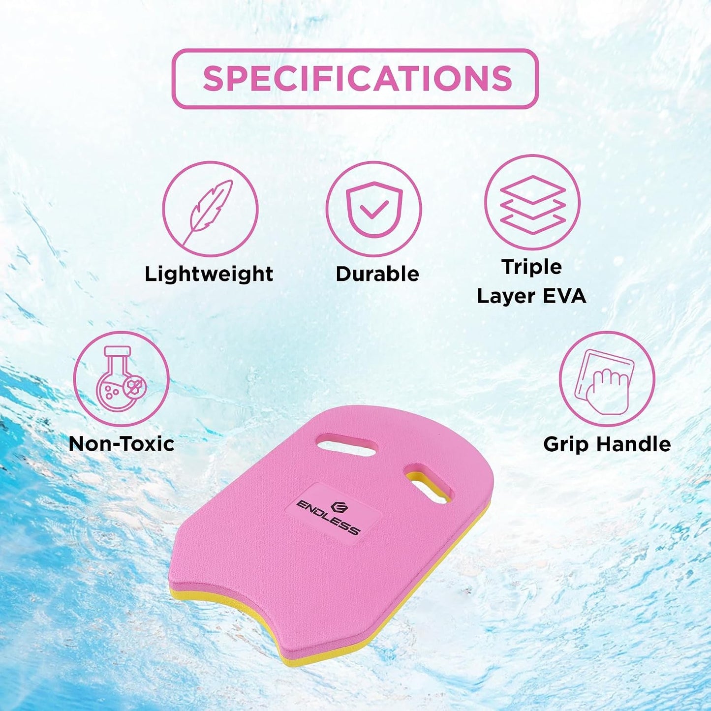 Endless Double-Sided EVA Swimming Kickboard with Ergonomic Design | EVA Material | Swimming Training Float Aid for Beginners | Suitable for Kids & Adults