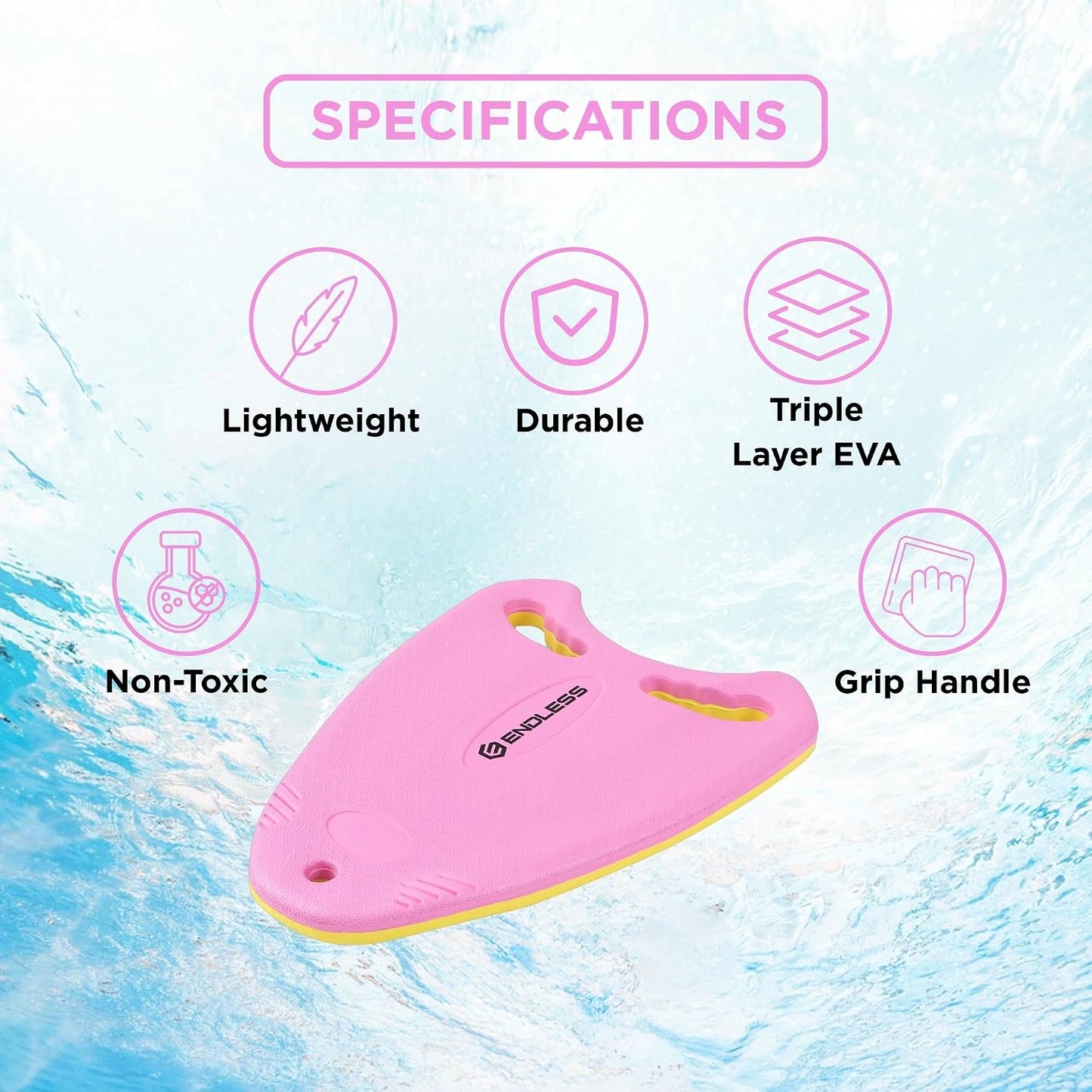 Endless EVA Swimming Kickboard with Double-Sided Streamlined Ergonomic Design | EVA Material | Ideal for Beginner Swim Training | Suitable for Kids & Adults