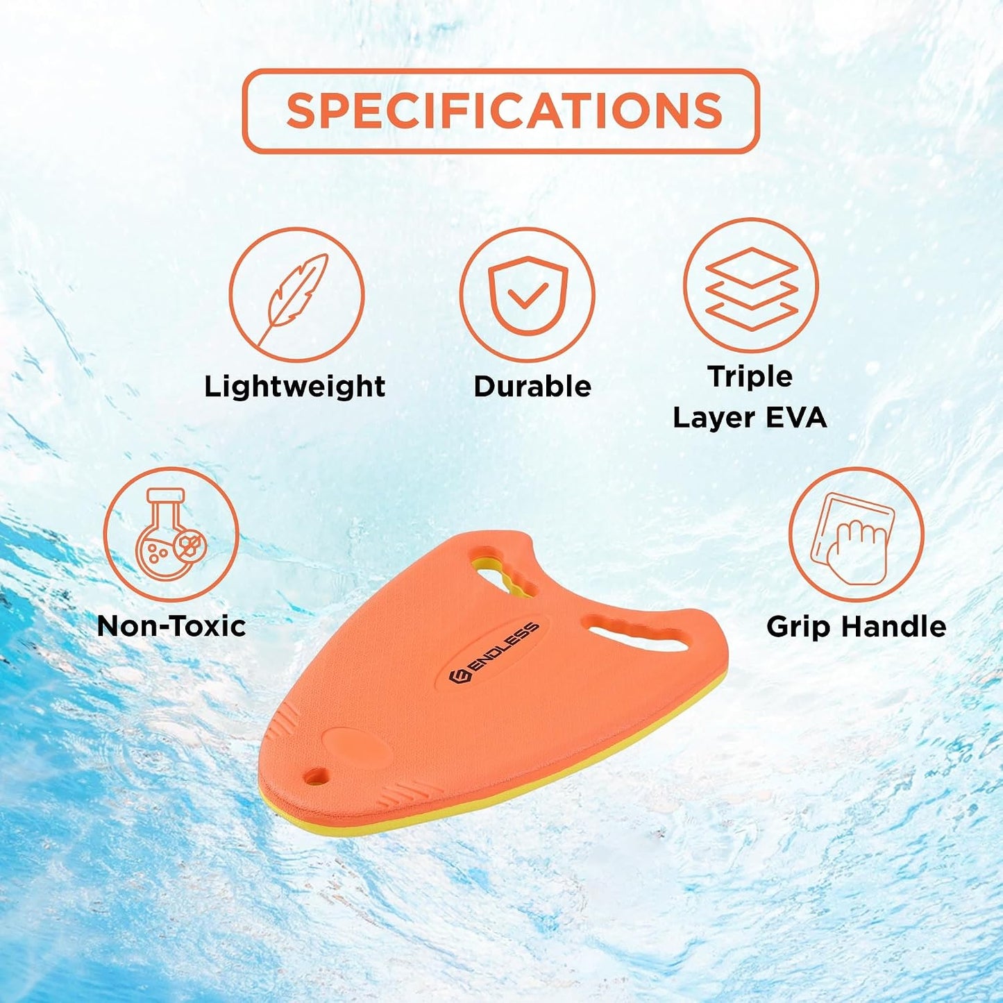 Endless EVA Swimming Kickboard with Double-Sided Streamlined Ergonomic Design | EVA Material | Ideal for Beginner Swim Training | Suitable for Kids & Adults