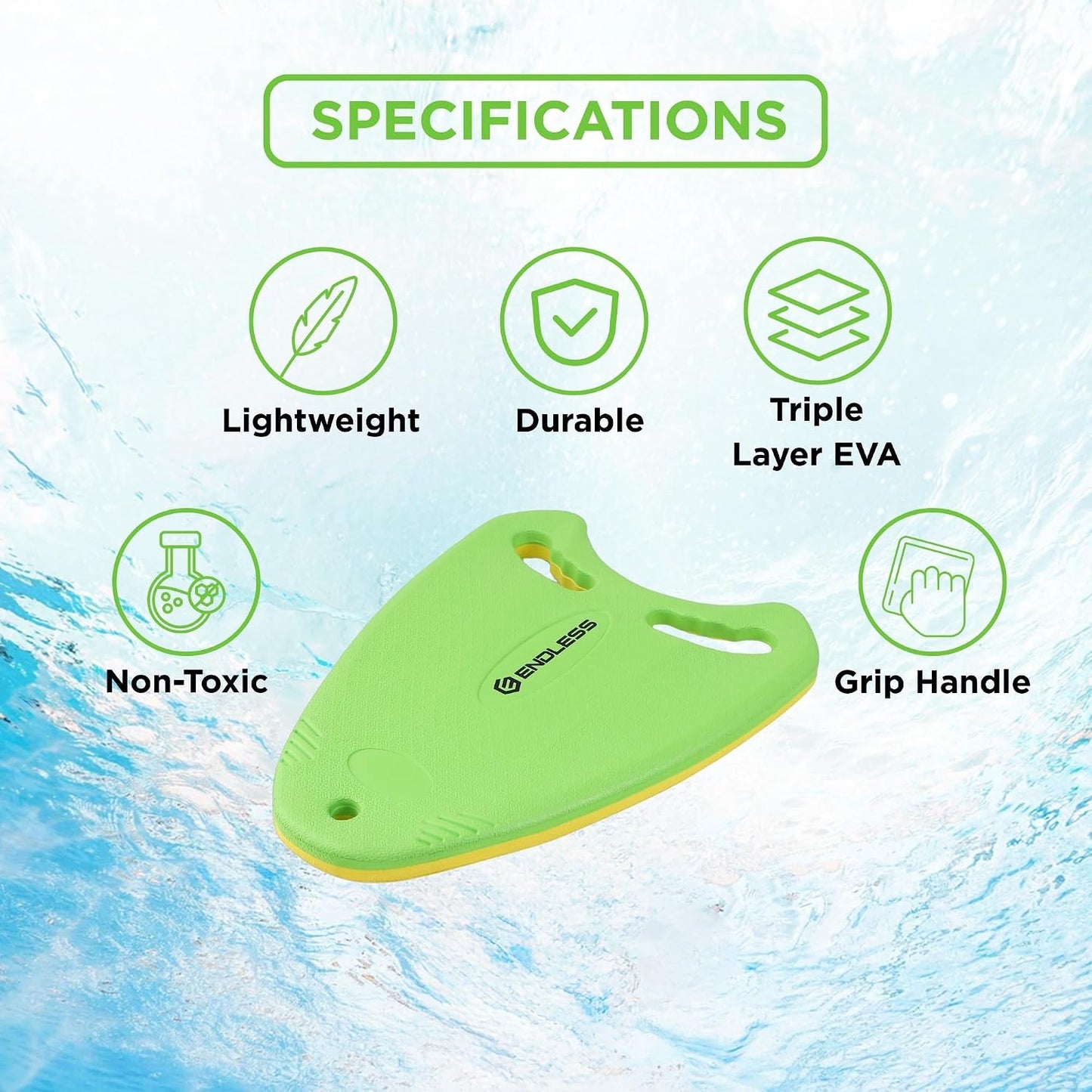 Endless EVA Swimming Kickboard with Double-Sided Streamlined Ergonomic Design | EVA Material | Ideal for Beginner Swim Training | Suitable for Kids & Adults
