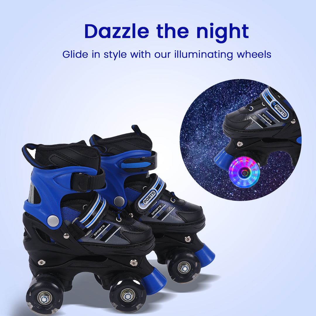 Endless EL1029 حذاء تزلج مضمن قابل للتعديل مقاس M 34 EU - 38 EU للأطفال من سن 6 إلى 12 عامًا | هيكل قوي وعجلات وامضة من مادة البولي يوريثين مقاس 70 مم | محامل ABEC 7 | للاستخدام الداخلي والخارجي