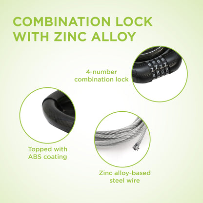 Endless EL1053 قفل متعدد الأغراض للدراجات والدراجات والخوذة والأمتعة مع قفل كبل قابل لإعادة الضبط بأربعة أرقام | أسود | المادة: الفولاذ المقاوم للصدأ والمطاط | حماية شديدة التحمل ضد السرقة لجميع الأغراض