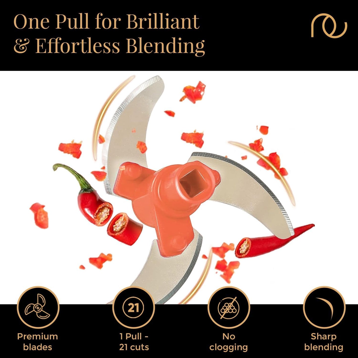 مفرمة خضروات متعددة الاستخدامات من Frenchware مزودة بثلاث شفرات، مصنوعة من مادة البولي بروبيلين، مفرمة يدوية وصغيرة الحجم لتقطيع الخضروات دون عناء (لون خوخي، سعة 400 مل)