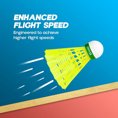 كرة الريشة Konex Nylon Badminton Shuttlecock | متينة للاستخدام الداخلي والخارجي طيران مستقر، استعادة سريعة، أداء طويل الأمد أصفر