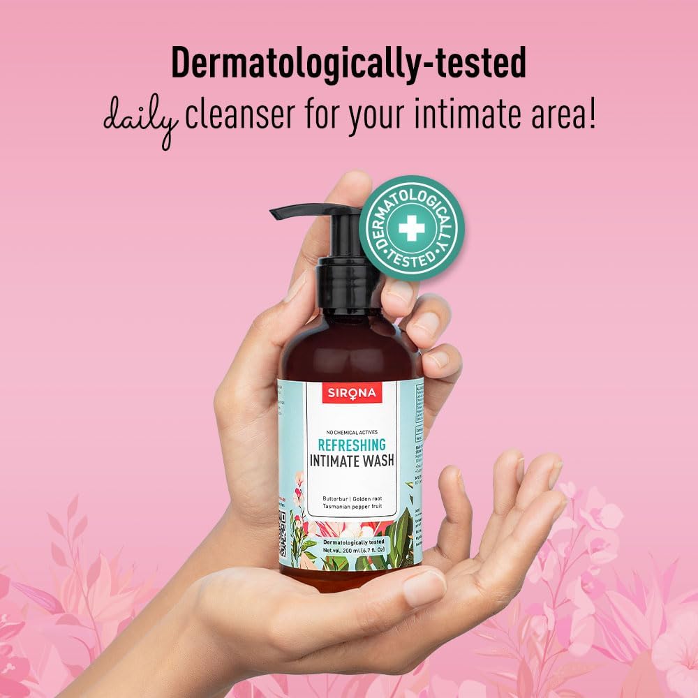 سيرونا منظف نسائي منعش طبيعي - 6.7 أونصة سائلة (200 مل) | خالٍ من المواد الكيميائية، لا يسبب تهيجًا، منظف حميمي متوازن الحموضة، يساعد على تقليل الرائحة والحكة