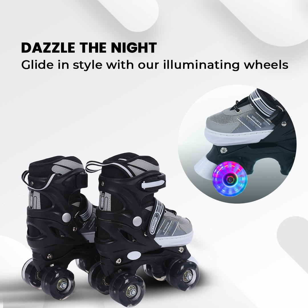 Endless EL1029 حذاء تزلج مضمن قابل للتعديل مقاس M 34 EU - 38 EU للأطفال من سن 6 إلى 12 عامًا | هيكل قوي وعجلات وامضة من مادة البولي يوريثين مقاس 70 مم | محامل ABEC 7 | للاستخدام الداخلي والخارجي