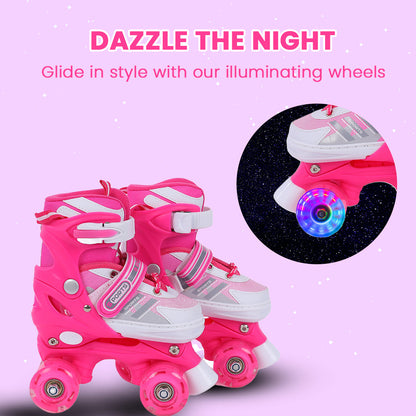 Endless EL1029 حذاء تزلج مضمن قابل للتعديل مقاس M 34 EU - 38 EU للأطفال من سن 6 إلى 12 عامًا | هيكل قوي وعجلات وامضة من مادة البولي يوريثين مقاس 70 مم | محامل ABEC 7 | للاستخدام الداخلي والخارجي