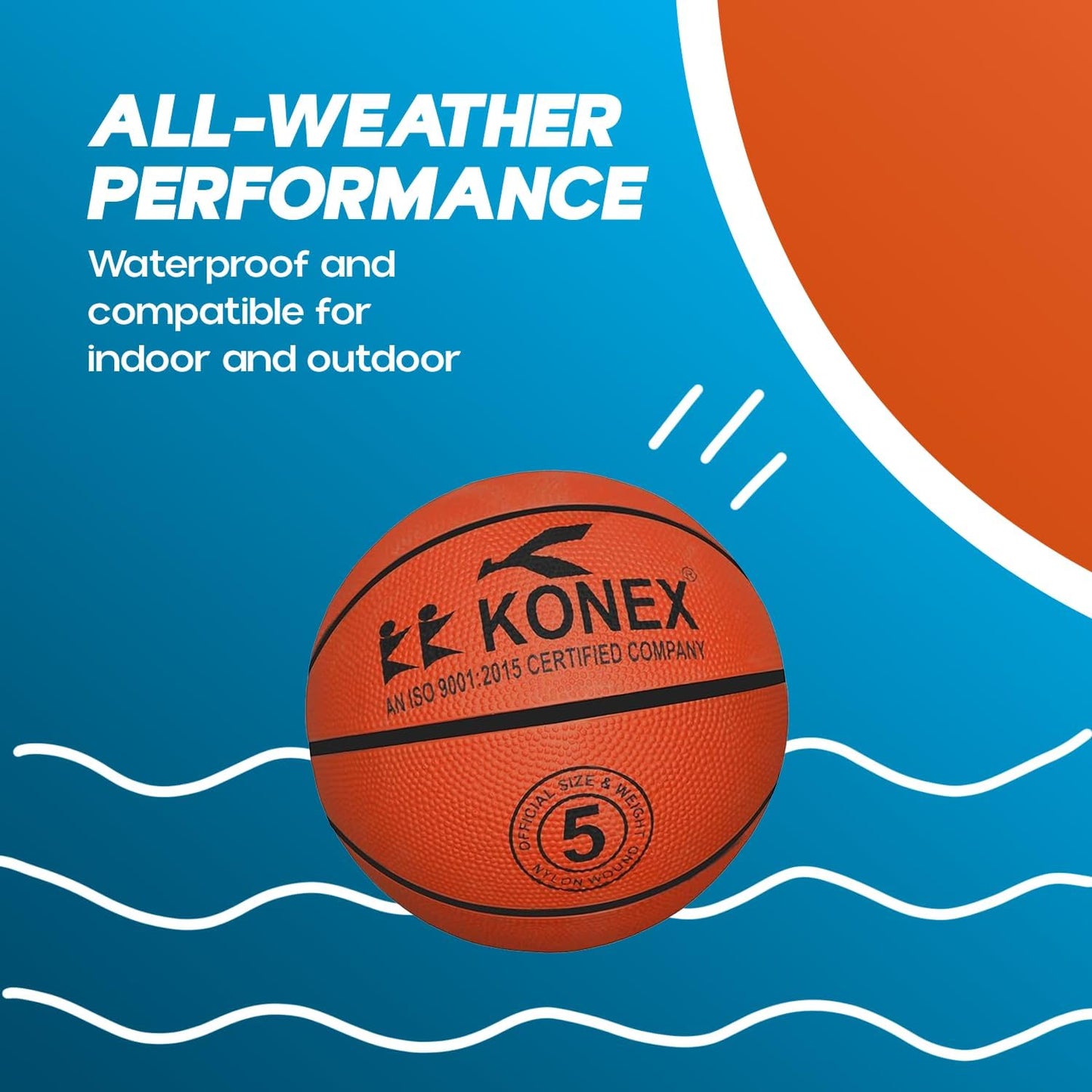 كرة سلة KONEX KK Pro Basketball CLS 1905 مع دبوس نفخ وتفريغ حجم 5
