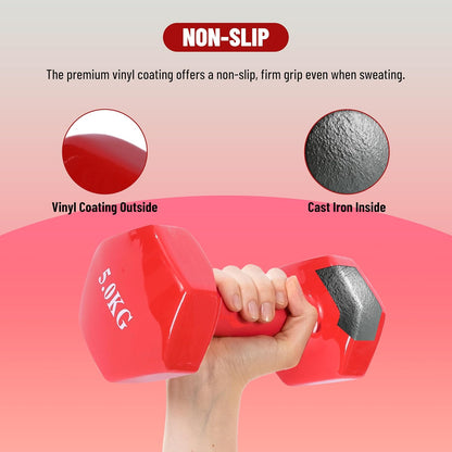 Endless Pair of Vinyl-Coated Fixed Dumbbells | Vinyl-Coated Iron | Compact Weights for Home Gym, Workouts, Fitness, Men & Women