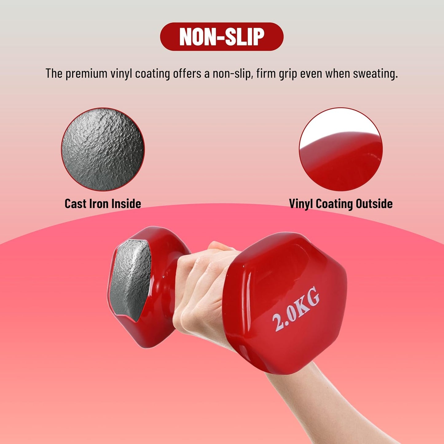 Endless Pair of Vinyl-Coated Fixed Dumbbells | Vinyl-Coated Iron | Compact Weights for Home Gym, Workouts, Fitness, Men & Women