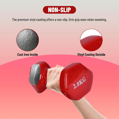 Endless Pair of Vinyl-Coated Fixed Dumbbells | Vinyl-Coated Iron | Compact Weights for Home Gym, Workouts, Fitness, Men & Women