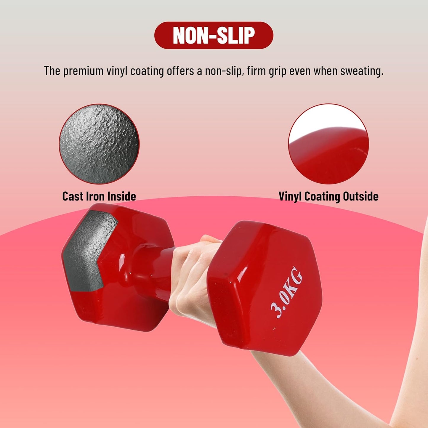 Endless Pair of Vinyl-Coated Fixed Dumbbells | Vinyl-Coated Iron | Compact Weights for Home Gym, Workouts, Fitness, Men & Women