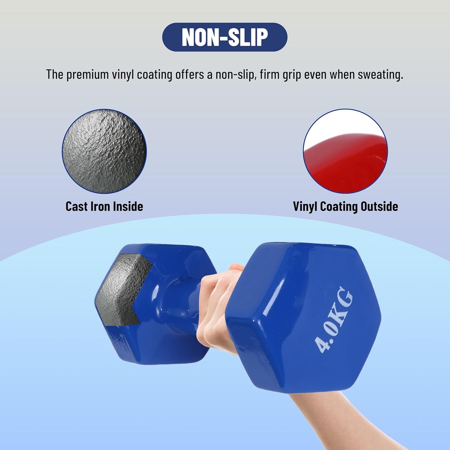 Endless Pair of Vinyl-Coated Fixed Dumbbells | Vinyl-Coated Iron | Compact Weights for Home Gym, Workouts, Fitness, Men & Women