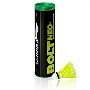 Li-Ning Bolt Neo (6 في 1) ريشة تنس الريشة من النايلون (أصفر)