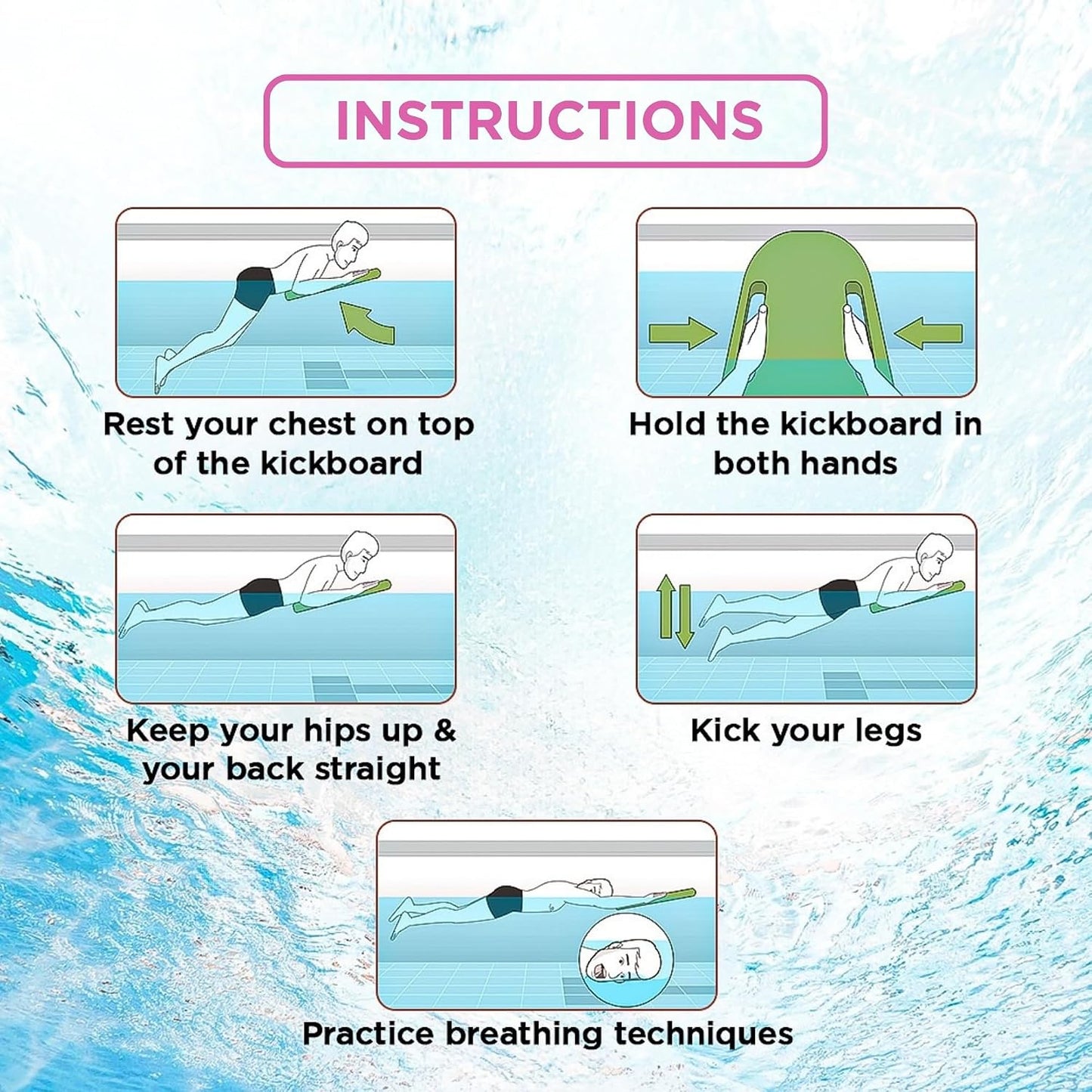 Endless Double-Sided EVA Swimming Kickboard with Ergonomic Design | EVA Material | Swimming Training Float Aid for Beginners | Suitable for Kids & Adults